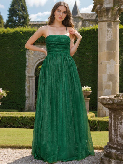 Robe de Bal Trapèze/Princesse Sans Manches à Décolleté Plongeant et Froncé
