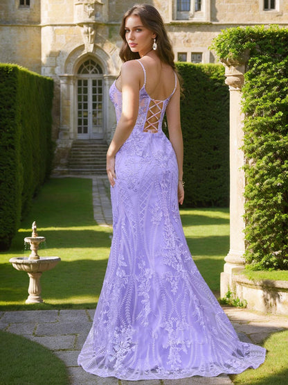 Robe de Bal Sirène/Trompette à Col en V et Sans Manches, Froncée