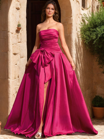 Robe de Bal Bustier Sans Manches Fendue Sur le Côté