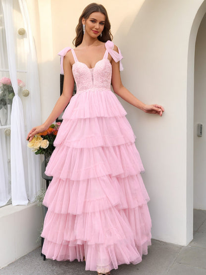 Robe de Bal à Col en Cœur Sans Manches avec Appliques