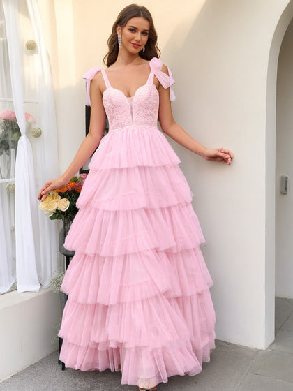 Robe de Bal à Col en Cœur Sans Manches avec Appliques
