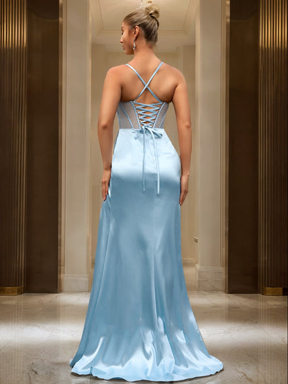Robe de Bal Sirène/Trompette Sans Manches à Volants