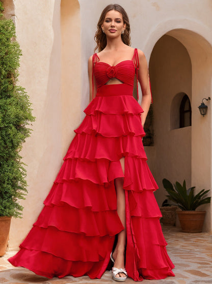 Robe de Bal Décolleté en Cœur Sans Manches à Fleurs Unies