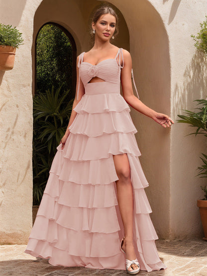 Robe de Bal Décolleté en Cœur Sans Manches à Fleurs Unies