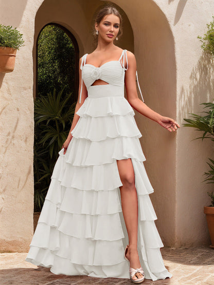 Robe de Bal Décolleté en Cœur Sans Manches à Fleurs Unies