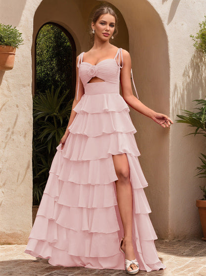 Robe de Bal Décolleté en Cœur Sans Manches à Fleurs Unies