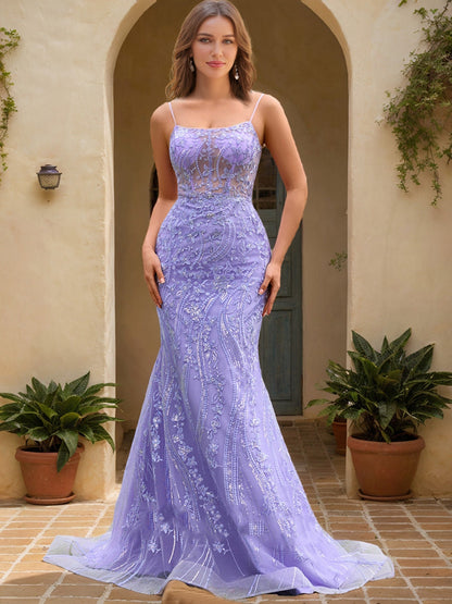 Robe de Bal Sirène/Trompette Sans Manches à Volants