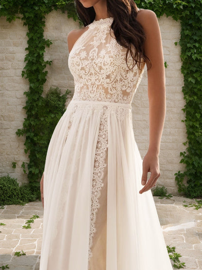 Robes de Mariée Trapèze/Princesse à Volants et Sans Manches