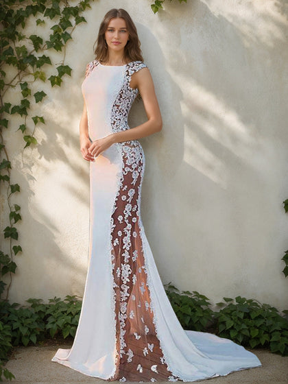 Robes de Mariée en Dentelle Sans Manches, Style Sirène/Trompette