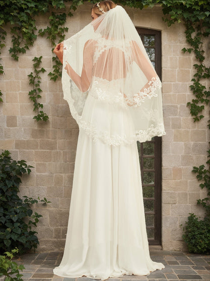 Robes de Mariée en Dentelle Sans Manches, Coupe A-Line/Princesse, Col en V
