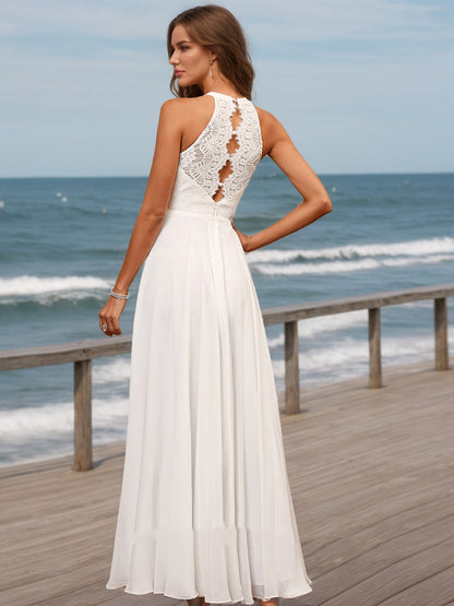 Robes de Mariée Trapèze/Princesse à Encolure Dégagée Sans Manches et Froncées
