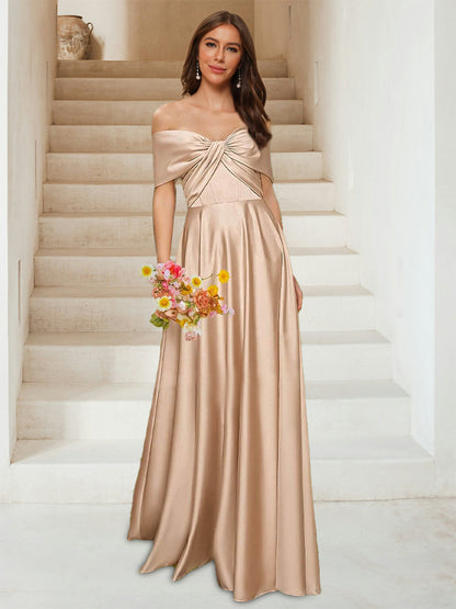 Robes de Demoiselled'Honneur Trapèze/Princesse à Épaules Dénudées, Sans Manches, Froncées