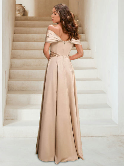 Robes de Demoiselled'Honneur Trapèze/Princesse à Épaules Dénudées, Sans Manches, Froncées