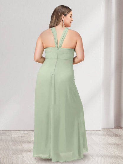 Robes de Demoiselled'Honneur Grande Taille, Coupe A-Line/Princesse, Dos Nu, Sans Manches, Froncées