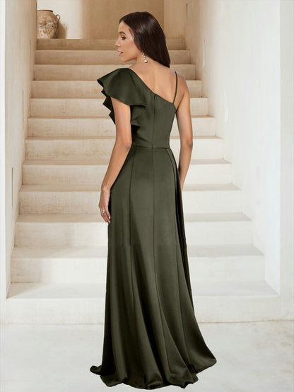 Robes de Demoiselled'Honneur Asymétriques Sans Manches, Coupe A-Line/Princesse, à Volants