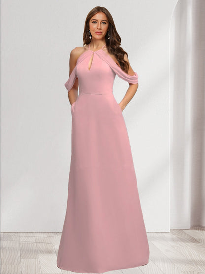 Robes de Demoiselled'Honneur à Volants, Coupe A-Line/Princesse, Dos Nu, Sans Manches