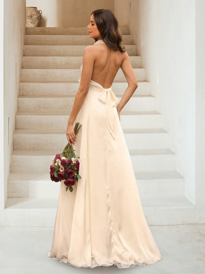 Robes de Demoiselled'Honneur Coupe A-Line/Princesse, Dos Nu, Sans Manches, Fendues Sur le Côté