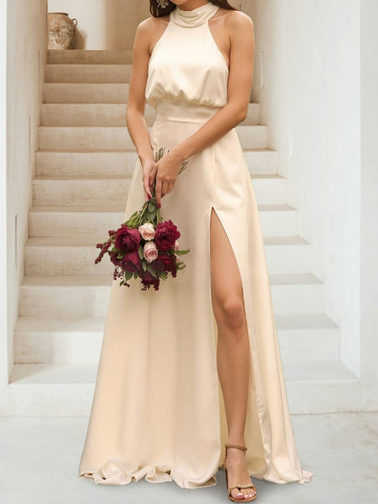 Robes de Demoiselled'Honneur Coupe A-Line/Princesse, Dos Nu, Sans Manches, Fendues Sur le Côté