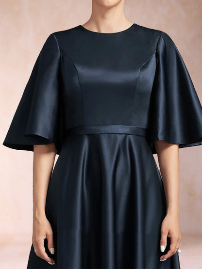 Robes de Mère de la Mariée à Volants, Coupe A-Line/Princesse, Manches Courtes, Froncées