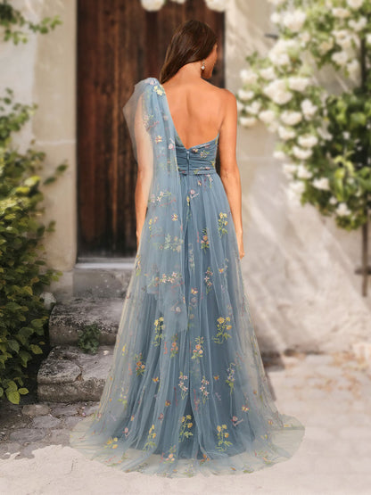 Robe de Bal Trapèze/Princesse Asymétrique Sans Manches avec Traîne Watteau