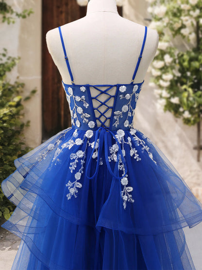 Robe de Bal Trapèze/Princesse à Col en V Sans Manches avec Appliques