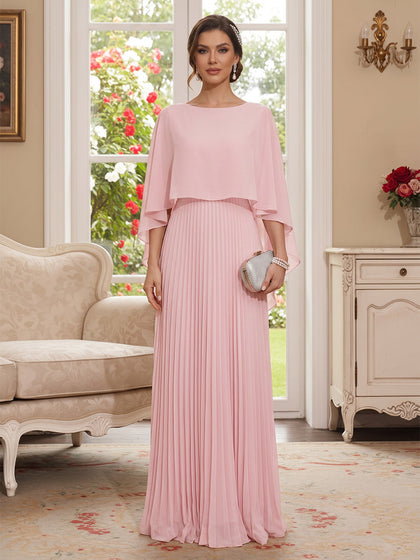 Ligne A/Princesse Scoop Manches Longues Longueur du sol Plissée Robes Mère de la Mariée