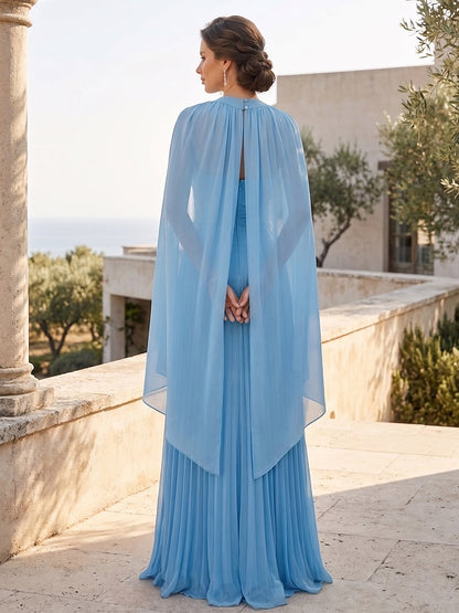 Ligne A/Princesse Licou Goutte Sans Manches Robes Longues de Demoiselle d'Honneur avec Cap & Plissée
