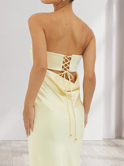 Robes de Demoiselle d'Honneur Longues en Dentelle sans Bretelles, Style Fourreau/Colonne, sans Manches, Maxi