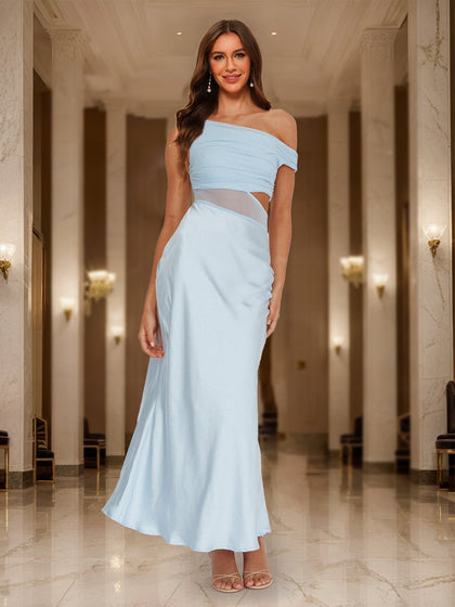 Robe de Bal Longue Style Sirène/Trompette Asymétrique à Une Épaule avec Découpe Maxi