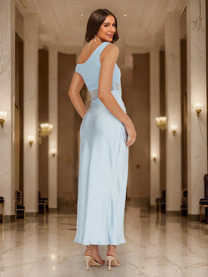 Robe de Bal Longue Style Sirène/Trompette Asymétrique à Une Épaule avec Découpe Maxi