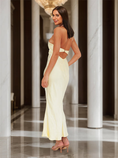 Robes de Bal Longues Style Fourreau/Colonne avec Encolure en V et Découpe en Trou de Serrure Format Maxi