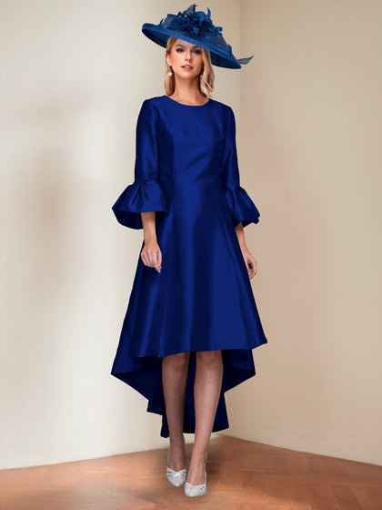 Robes de Mère de la Mariée Ligne A/Princesse Col Bateau Manches 3/4 Asymétriques