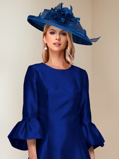 Robes de Mère de la Mariée Ligne A/Princesse Col Bateau Manches 3/4 Asymétriques