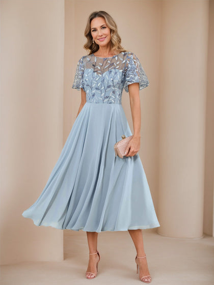 Robes de Mère de la Mariée A-Ligne/Princesse avec Encolure Illusion et Appliques de Sequins