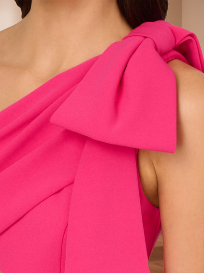 Robe de Soirée Longue Maxi à Bretelle Unique avec Nœud, Style Fourreau/Colonne