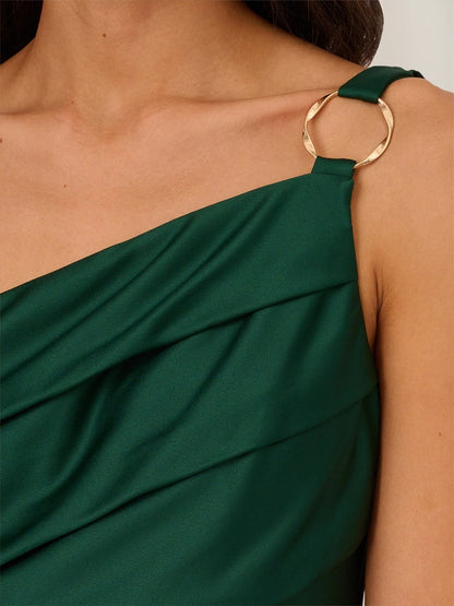 Robes de Soirée Plissées à Une Épaule, Longueur Cheville, Style Fourreau/Colonne avec Fente Latérale