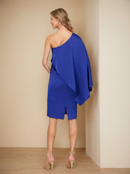 Robes de Mère de la Mariée Fourreau/Colonne à Une Épaule Asymétrique et Plissée