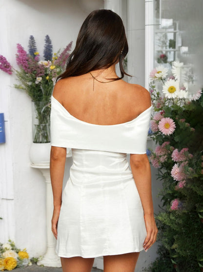 Robes de Bal Courtes à Bustier en Forme de Nœud, Décolleté Épaules Dénudées, Style Fourreau/Colonne, Mini-Robes de Retour à la Maison