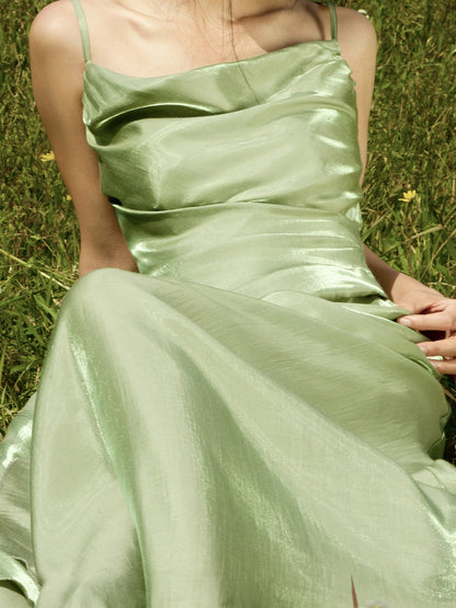 Robes Maxi Longues Au Sol à Bretelles Spaghetti Chic Ligne A/Princesse avec Plis
