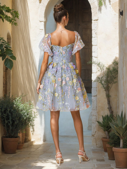 Robes de Bal de Promo A-Ligne/Princesse Col Cœur Longueur Genou avec Broderie