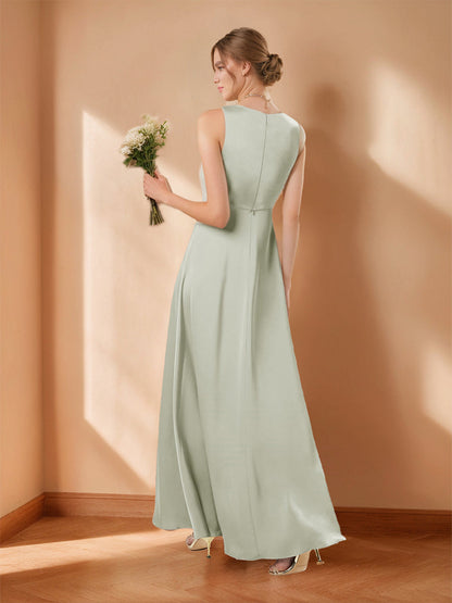Robes de Soirée Élégantes Ligne A/Princesse Col en V sans Manches avec Fente Latérale et Bouton