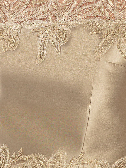 Robes de Mère de la Mariée Genou-Longueur Col Rond Illusion Fourreau/Colonne avec Appliqués