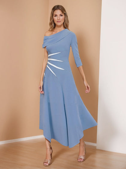 Robes de Mère de la Mariée A-Ligne/Princesse à Une Épaule avec Manches Asymétriques et Strass