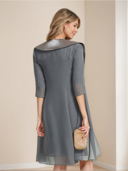 Robes de Mère de la Mariée en Dentelle avec Manches Mi-Longues et Col en U, Style Fourreau/Colonne, avec Veste