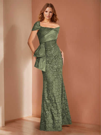 Robes de Mère de la Mariée en Dentelle, Style Fourreau/Colonne, Décolleté Bardot avec Cape