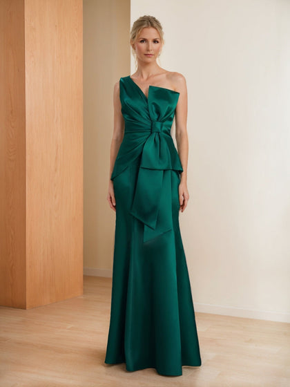 Robes de Mère de la Mariée Fourreau/Colonne à Une Épaule Plissées avec Nœud