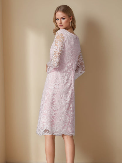Robes de Mère de la Mariée en Dentelle avec Manches Longues et Col en V, Style Fourreau/Colonne, avec Veste