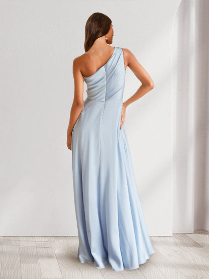 Robes de Demoiselle d'Honneur Plissées à Une Épaule Style A-Line/Princesse avec Fente Sur le Côté