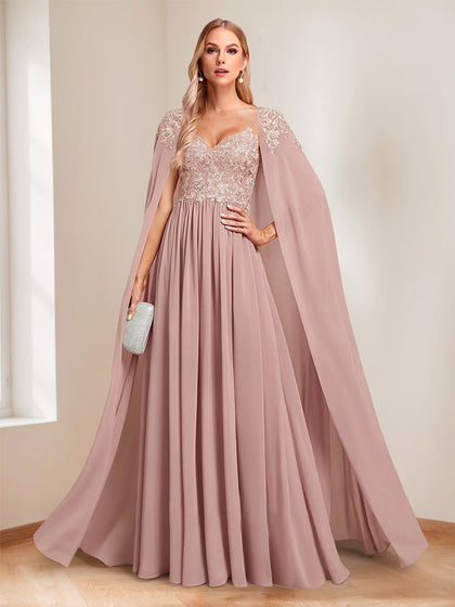 Robes de Mère de la Mariée Ligne A/Princesse à Bretelles Spaghetti avec Appliques & Perles & Cape