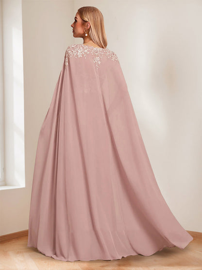 Robes de Mère de la Mariée Ligne A/Princesse à Bretelles Spaghetti avec Appliques & Perles & Cape